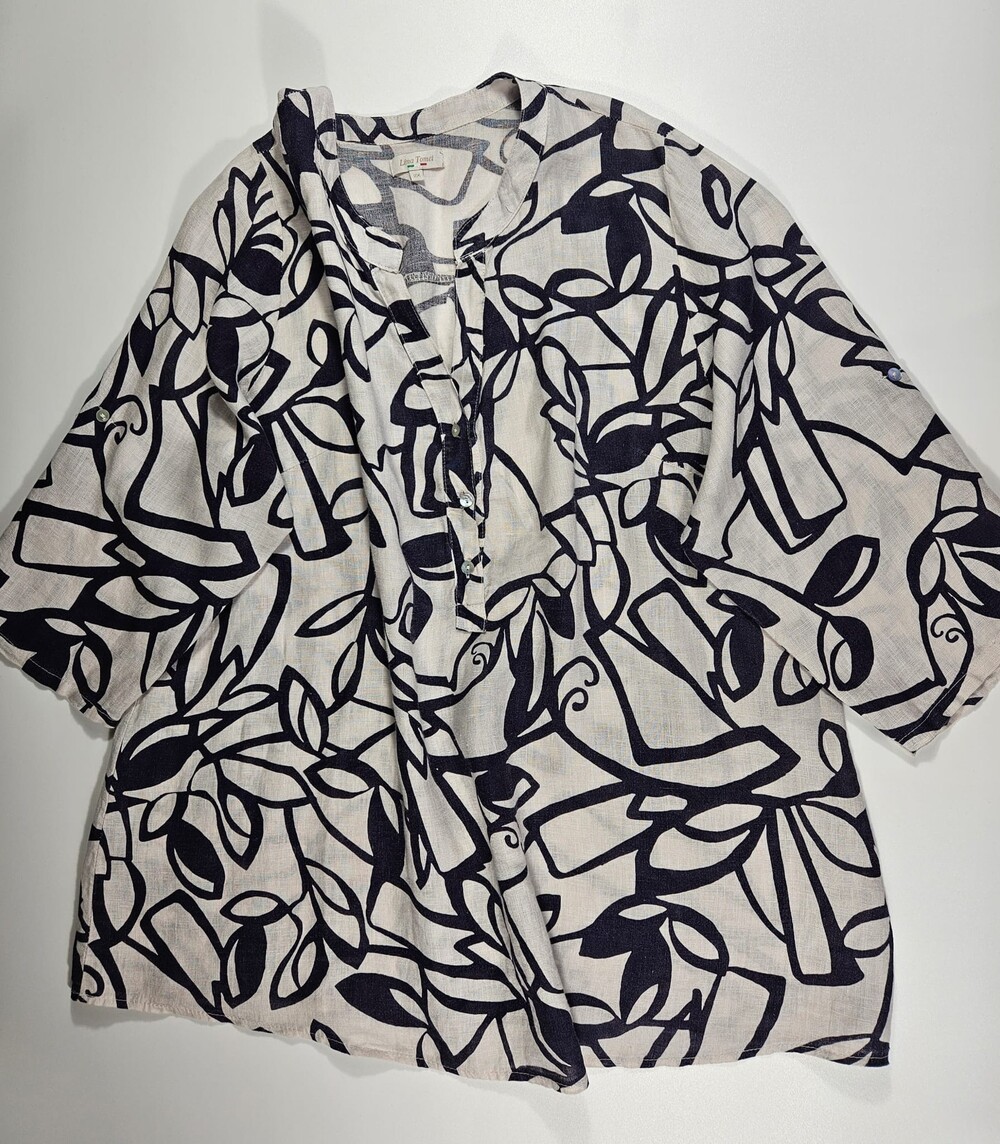 LINA TOMEI 100% Linen Blouse ~ Made in Italy ~ Size 2X